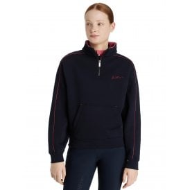 LeMieux Young Rider Kate Childrens Quarter Zip Sweat - Navy/Cranberry