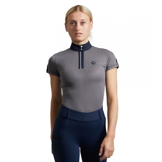 Premier Equine  Amia Womens Technical Short Sleeve Riding Top - Anthracite Grey