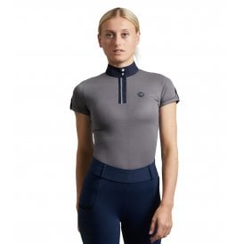 Premier Equine Amia Womens Technical Short Sleeve Riding Top - Anthracite Grey