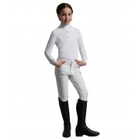 Premier Equine Brava Girls Full Seat Gel Competiton Riding Breeches - White