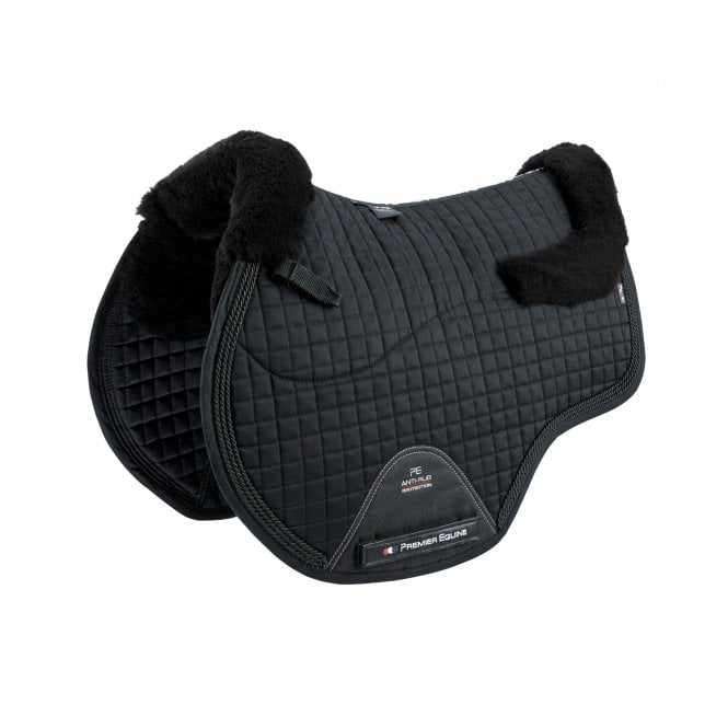 Premier Equine  Close Contact Merino Wool European Saddle Pad Full Size GP/Jump Square - Black/Black