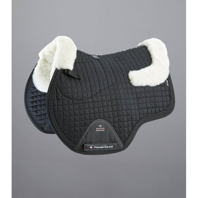 Premier Equine  Close Contact Merino Wool European Saddle Pad Full Size GP/Jump Square - Black/Natural