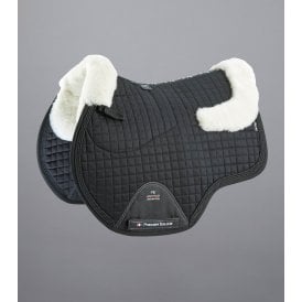 Premier Equine Close Contact Merino Wool European Saddle Pad Full Size GP/Jump Square - Black/Natural