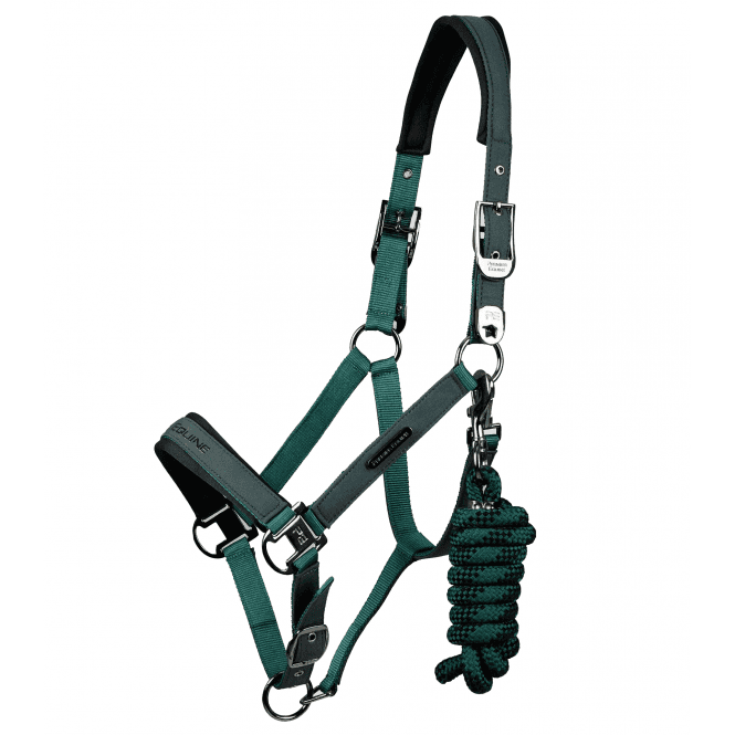 Premier Equine  Duco Padded Head Collar with Lead Rope - Green