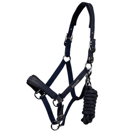 Premier Equine Duco Padded Head Collar with Lead Rope - Navy Blue