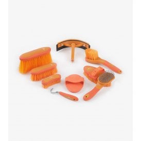 Premier Equine Soft-Touch Grooming Kit Set - Orange & Amber