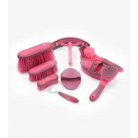 Premier Equine Soft-Touch Grooming Kit Set - Wine & Fuchsia