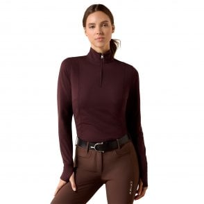 Ariat Gridwork 2.0 Womens 1/4 Zip Baselayer - Chocolate Plum