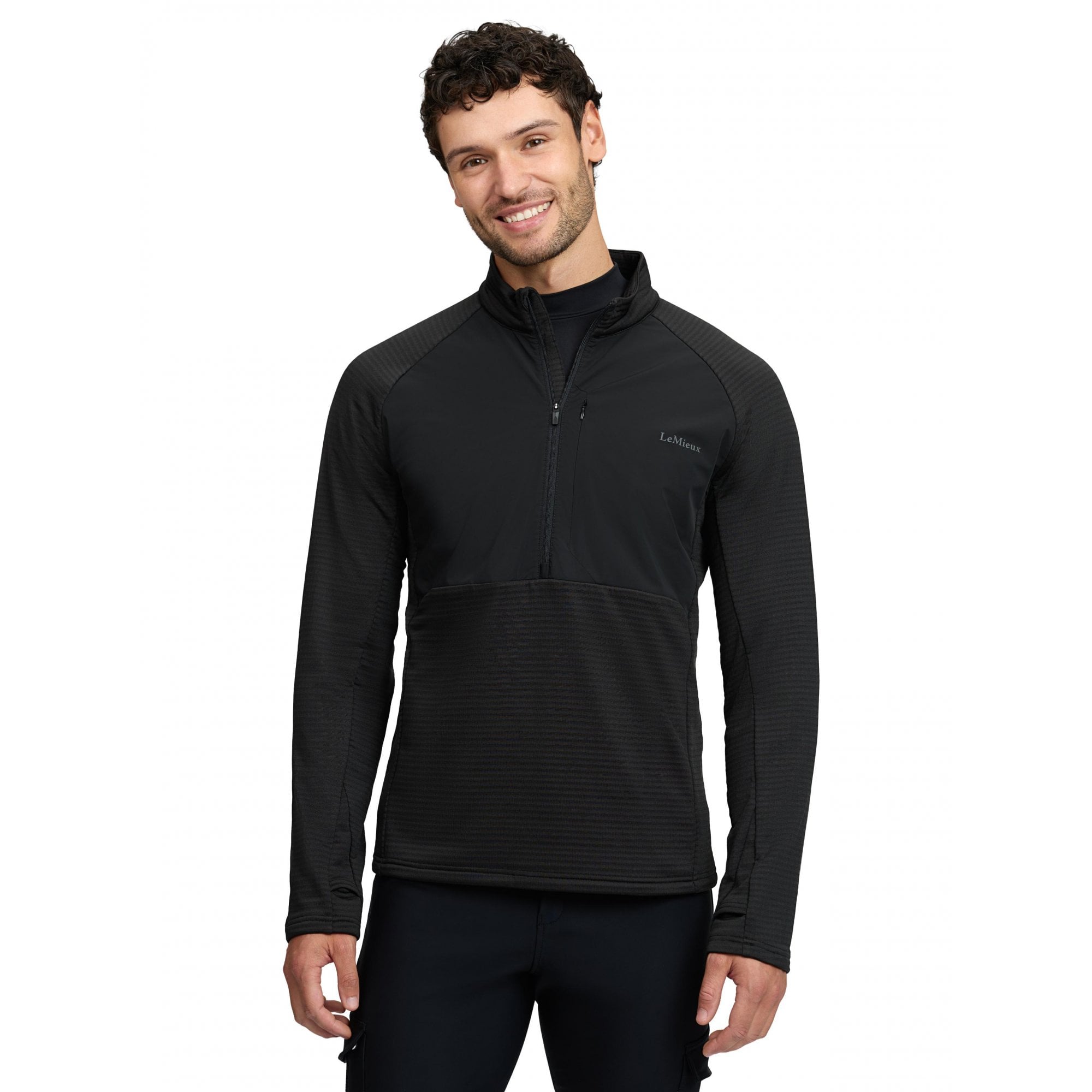 LeMieux Mens Quarter Zip Mid Layer Top - Black