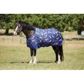 Saxon 600D Pony Standard Neck Medium Turnout Rug - Blue Unicorn Print