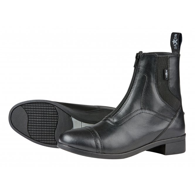 Saxon  Syntovia Adults Horse Riding Zip Paddock Boots - Black