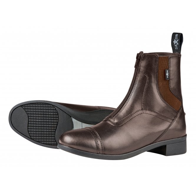 Saxon  Syntovia Adults Horse Riding Zip Paddock Boots - Brown