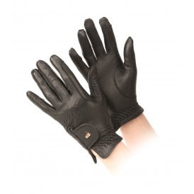 Shires Aubrion Adults Leather Riding Gloves - Black
