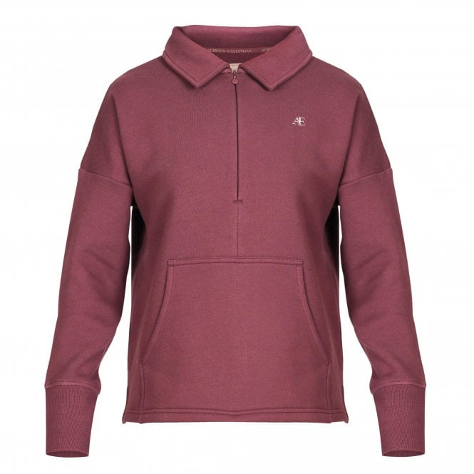Shires  Aubrion Equestrian Womens Quarter Zip Sweater - Thistle