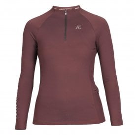 Shires Aubrion Equestrian Womens Winter Long Sleeve Base Layer - Espresso