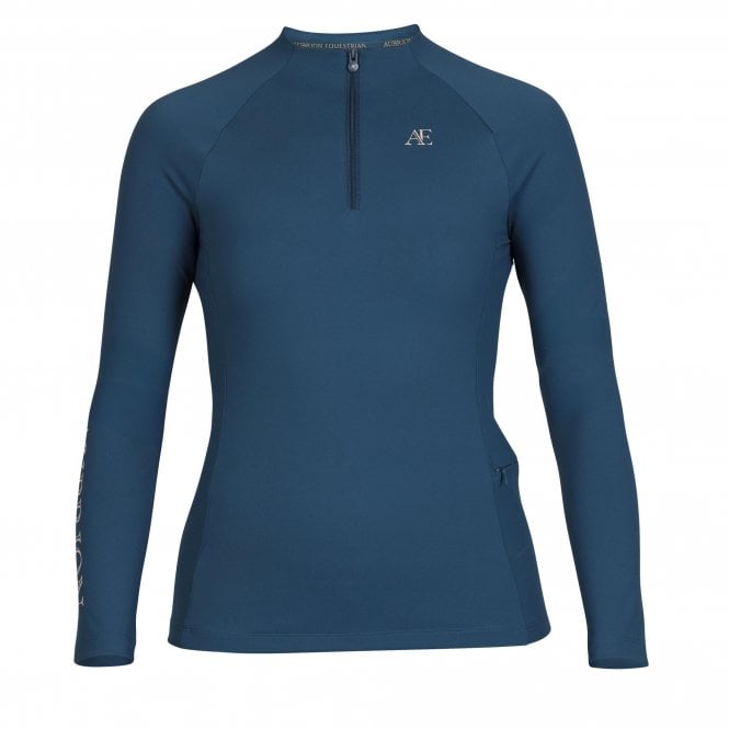 Shires  Aubrion Equestrian Womens Winter Long Sleeve Base Layer - Estate Blue