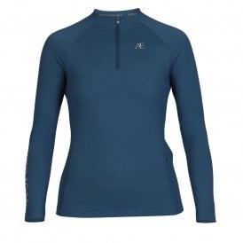 Shires Aubrion Equestrian Womens Winter Long Sleeve Base Layer - Estate Blue