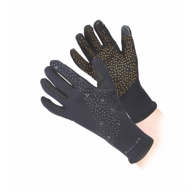 Shires  Aubrion Neoprene Adults Super Grip Gloves - Black