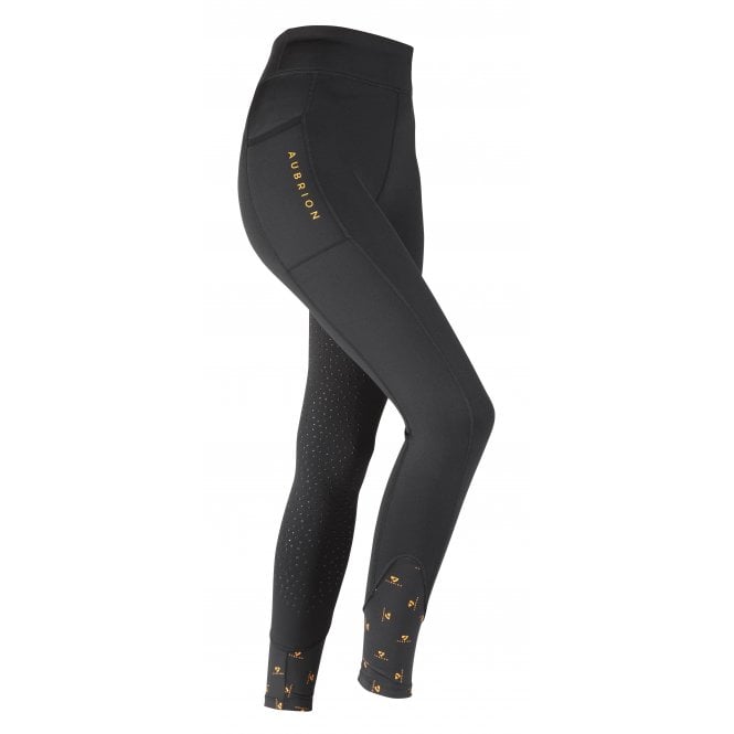 Shires  Aubrion Porter Womens Winter Riding Tights - Jet Black