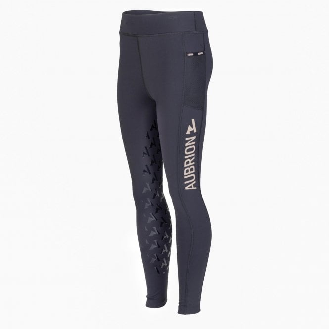 Shires  Aubrion React Non-Stop Young Rider Childrens Riding Tights - Shadow