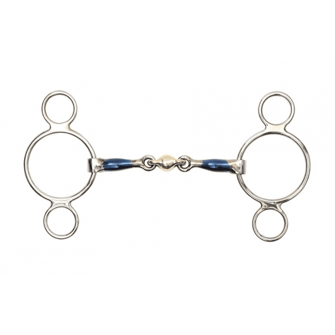 Shires  Blue Sweet Iron Two Ring Gag With Lozenge