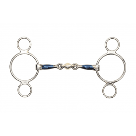 Shires Blue Sweet Iron Two Ring Gag With Lozenge