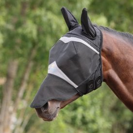 Shires Fine Mesh Fly Mask With Ears & Nose - Jet Black