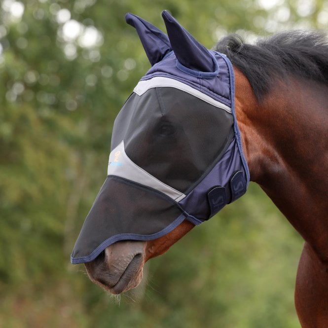 Shires  Fine Mesh Fly Mask With Ears & Nose - Navy Blue