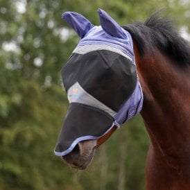Shires Fine Mesh Fly Mask With Ears & Nose - Sky Blue