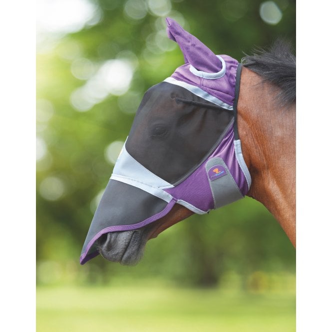 Shires  FlyGuard Pro Deluxe Fly Mask With Ears & Nose - Purple