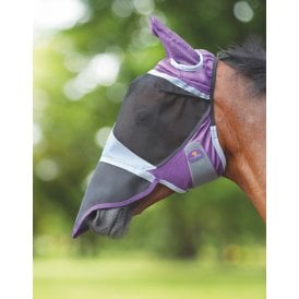 Shires FlyGuard Pro Deluxe Fly Mask With Ears & Nose - Purple