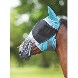 Shires FlyGuard Pro Deluxe Fly Mask with Nose Fringe - Green