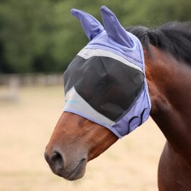 Shires FlyGuard Pro Fine Mesh Fly Mask with Ears - Sky Blue