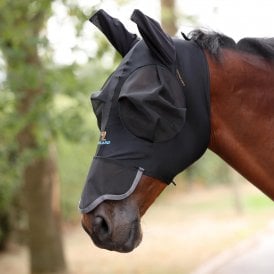 Shires FlyGuard Pro Stretch Fly Mask with Nose - Jet Black