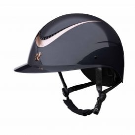 Shires Karben Alina Wide Peak Riding Hat - Navy/Rose Gold