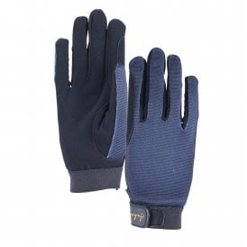 Shire Aubrion Team Mesh Young Rider Riding Gloves - Navy Blue