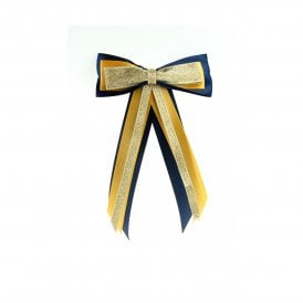 ShowQuest Hairbow and Tails - Navy/Sunshine/Gold