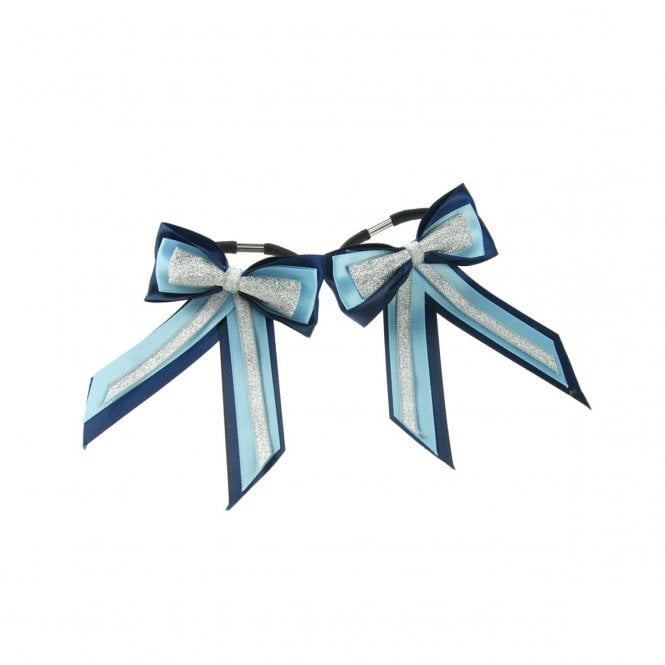 ShowQuest  Piggy Bow and Tails - Navy/Pale Blue/Silver - Pair