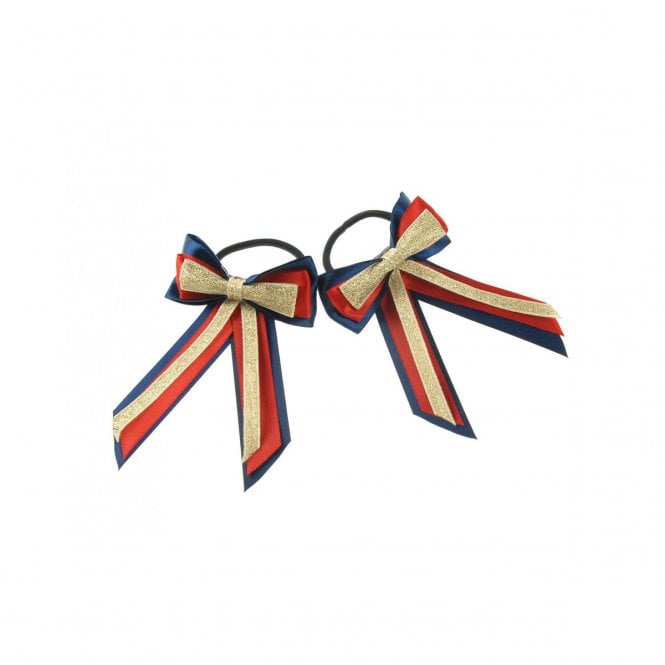 ShowQuest  Piggy Bow and Tails - Navy/Red/Gold - Pair