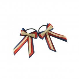 ShowQuest Piggy Bow and Tails - Navy/Red/Gold - Pair