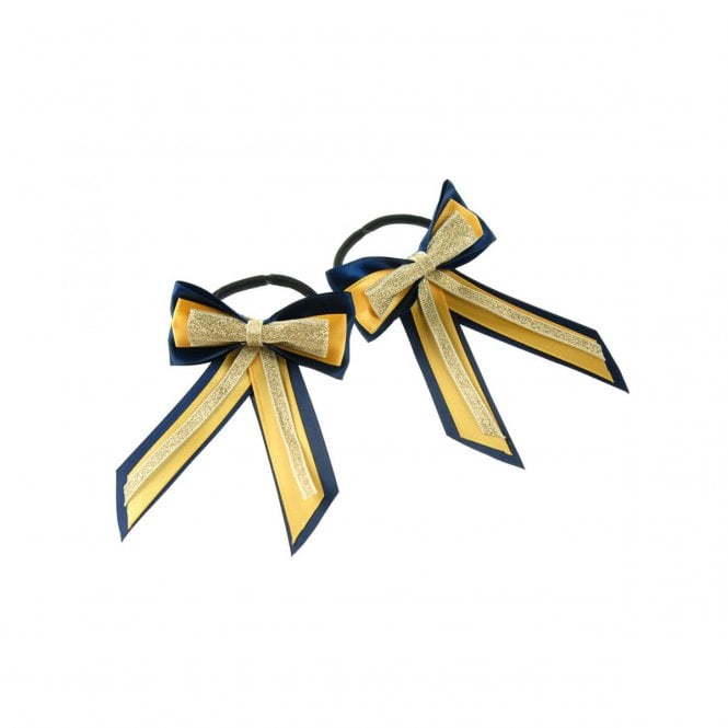 ShowQuest  Piggy Bow and Tails - Navy/Sunshine/Gold - Pair