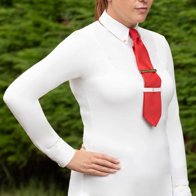 Supreme Products  Long Sleeve Champion Junior Show Rider Competition Shirt with Button - Cream/Cream