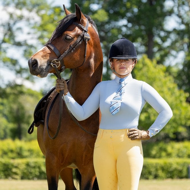 Supreme Products  Long Sleeve Champion Show Rider Womens Competition Shirt with Zip - Blue/Blue