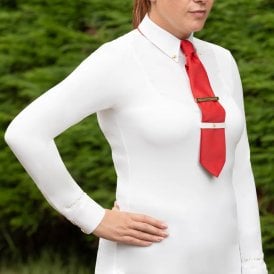 Supreme Products Long Sleeve Champion Show Rider Womens Competition Shirt with Zip - Cream/Cream