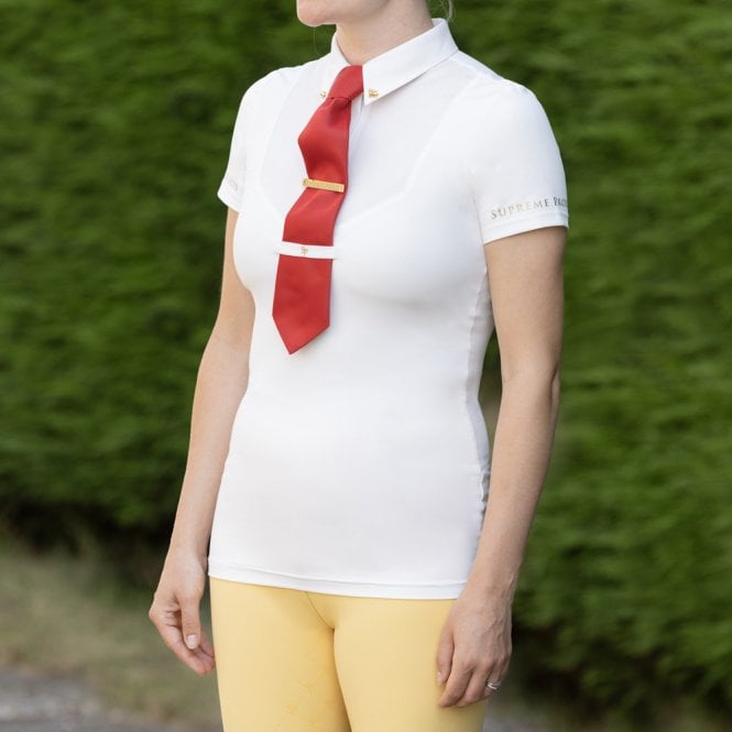 Supreme Products  Short Sleeve Champion Show Rider Womens Competition Shirt with Zip - Cream/Cream
