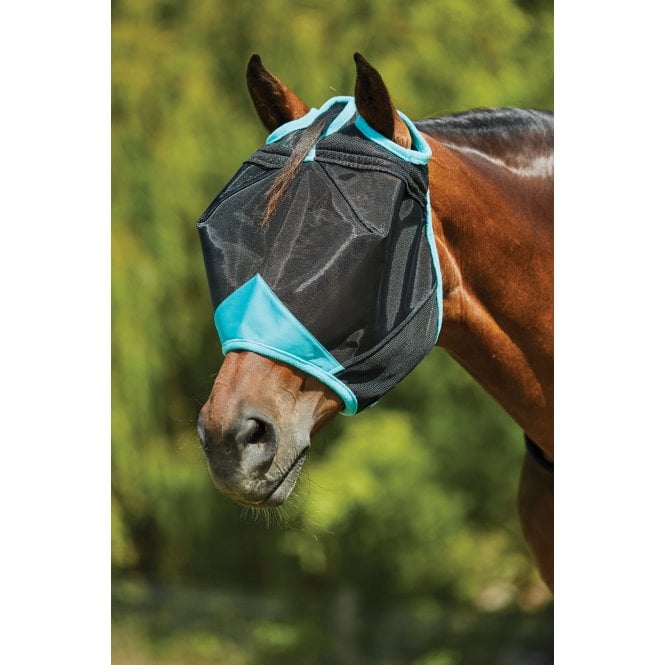 Weatherbeeta  Comfitec DELUXE Fine Mesh Mask - Black/Turquoise