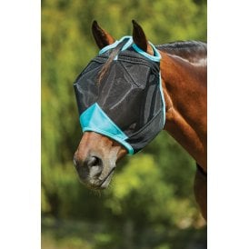 Weatherbeeta Comfitec DELUXE Fine Mesh Mask - Black/Turquoise