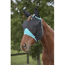 Weatherbeeta Comfitec DELUXE Fine Mesh Mask With Ears - Black/Turquoise