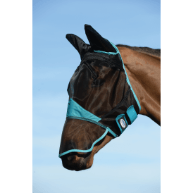 Weatherbeeta Comfitec Fine Mesh Fly Mask With Ears & Nose - Black/Turquoise