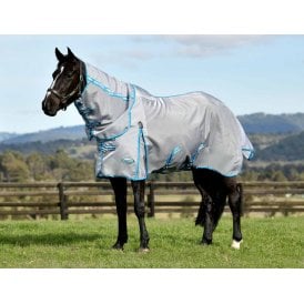Weatherbeeta Comfitec Hexi Shield Combo Neck Mesh Fly Rug - Silver/Teal